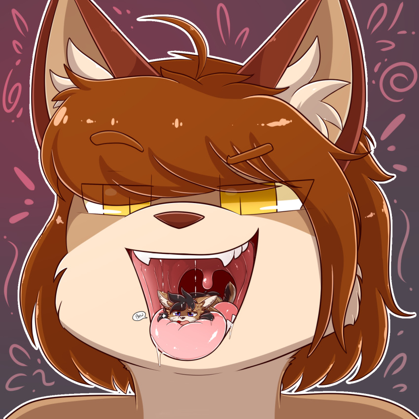 ambiguous/ambiguous ambiguous_gender anthro bodily_fluids canid canine duo fox hi_res macro mammal micro mincivore nat_(lnebrias) open_mouth predator/prey prey saliva saliva_string throat tongue uvula vore