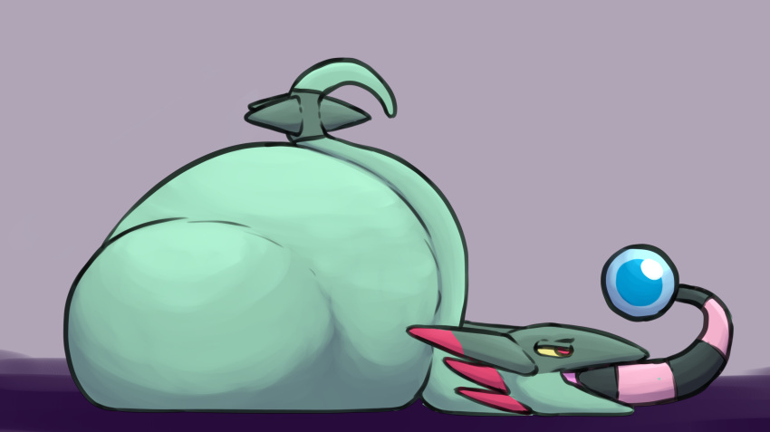 abdominal_bulge ambiguous_gender belly dreepy duo feral flaaffy generation_2_pokemon generation_8_pokemon hi_res nintendo oral_vore pokemon pokemon_(species) sarek_aran_desian vore