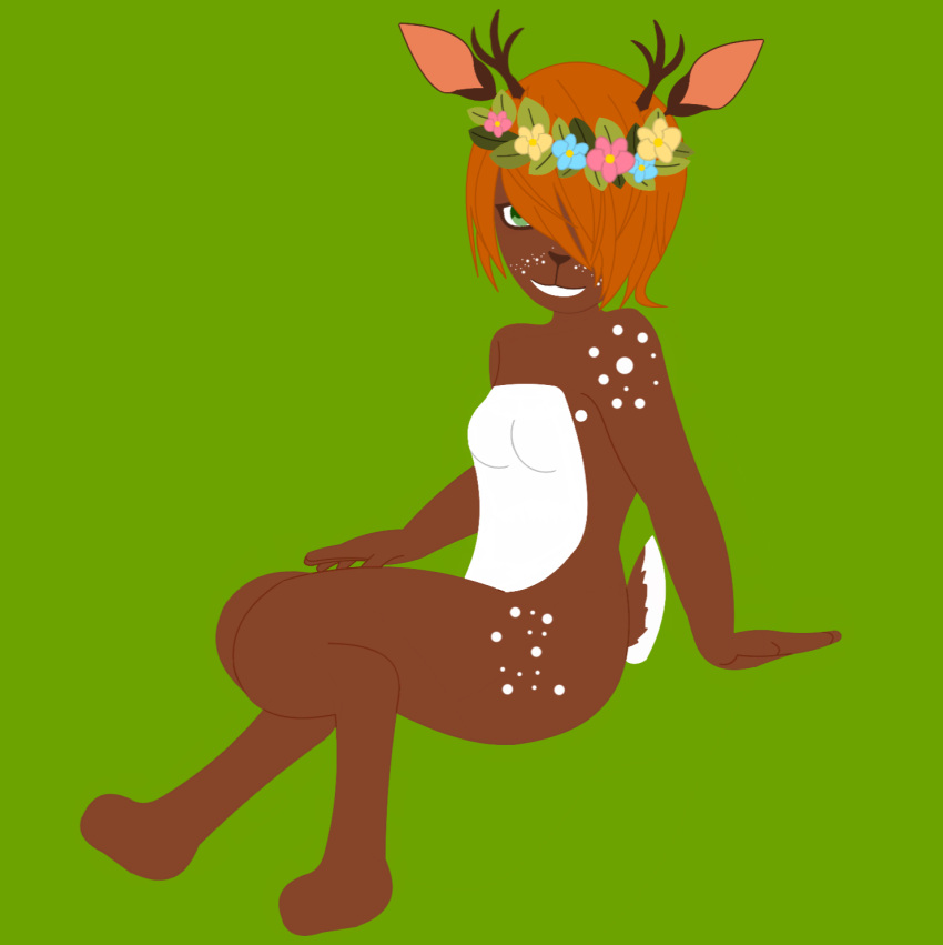anthro deer faun female hi_res humanoid jolene_doe mammal one_eye_obstructed rapidprince9 smile solo