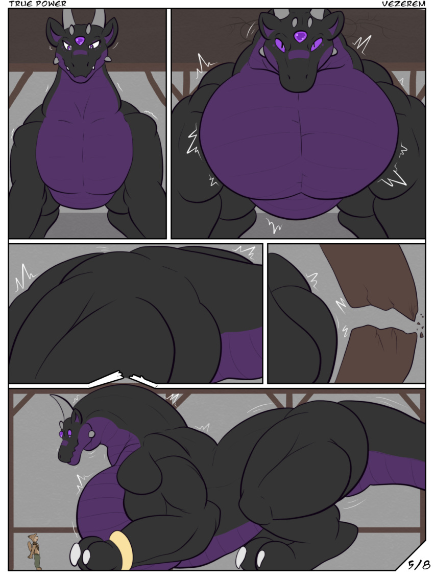 big_muscles black_body body_size_growth claws comic destruction dragon duo expansion feral gem growth hi_res horn huge_muscles hyper hyper_muscles macro magic male multicolored_body muscle_growth muscular muscular_male purple_eyes purple_gem scalie size_difference size_transformation transformation vezar_(vezerem) vezerem