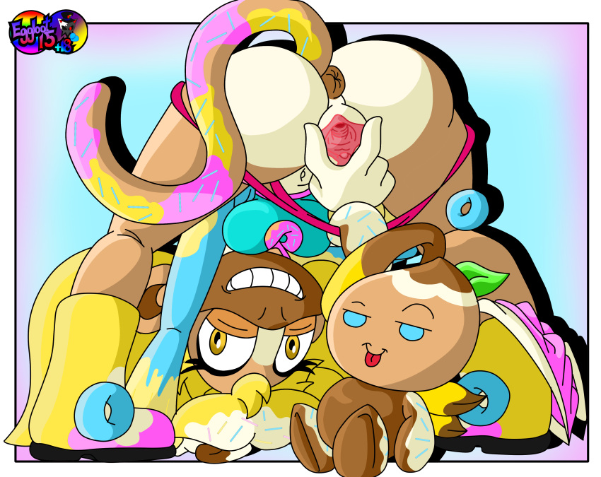 absurd_res anthro anus ass_up bent_over bottomwear bottomwear_down butt chao_(sonic) clothed clothing duo eggbot15 fan_character female genitals haplorhine hi_res lana_the_monkey looking_back mammal monkey panties panties_down pants pants_down partially_clothed primate pussy sega sonic_the_hedgehog_(series) spread_butt spread_legs spreading underwear underwear_down