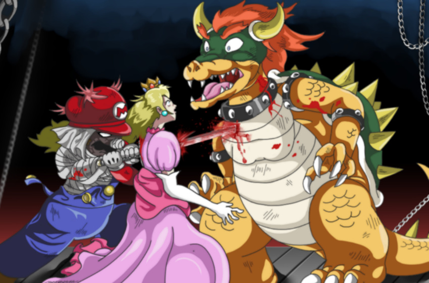 atpwbe bowser death japanese_scene mario mario_(series) mariokillsfpandbowserandallospurified murder non-web_source princess_peach purify revenge sword tde weapon