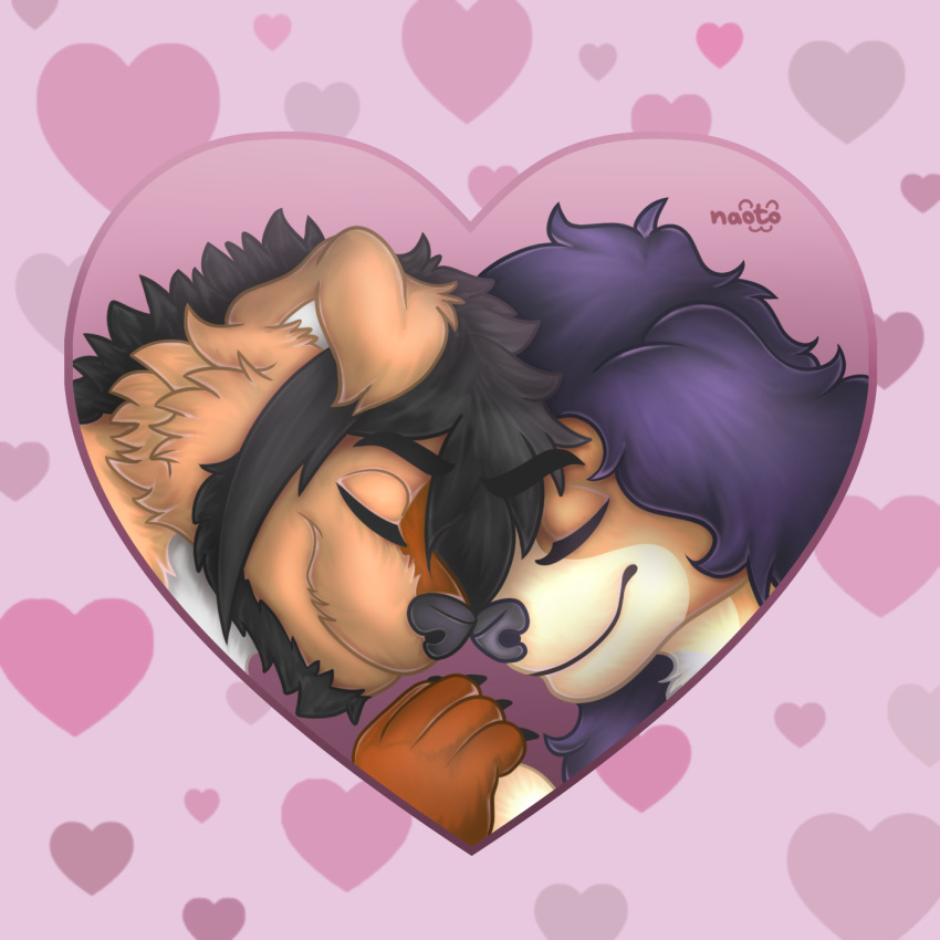 &lt;3 anthro bird_dog boyfriends canid canine canis cocker_spaniel domestic_dog duo female hi_res holidays hunting_dog love male male/female mammal naoto romantic romantic_couple schnauzer spaniel valentine's valentine's_day ych_(character)