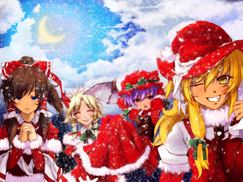 christmas flandre_scarlet hakurei_reimu kirisame_marisa mefix remilia_scarlet touhou