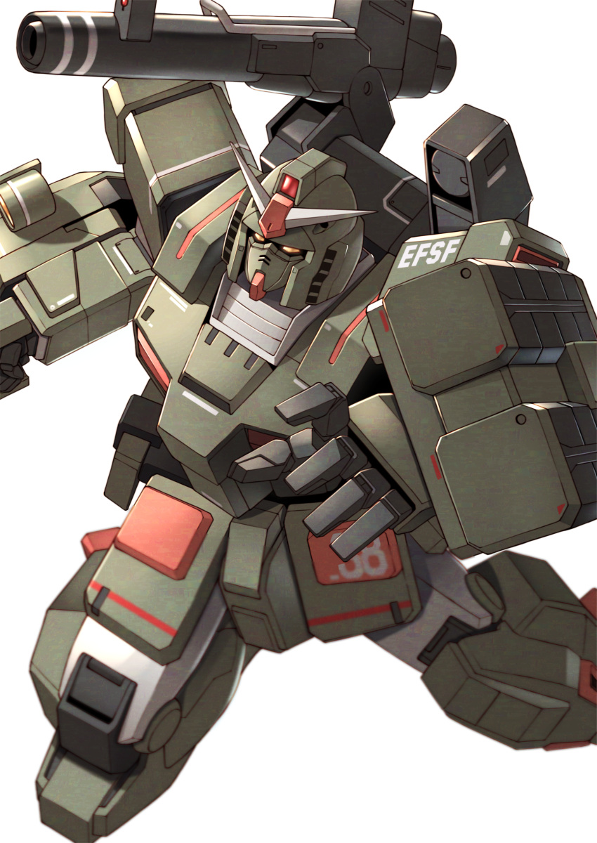 absurdres beam_cannon commentary earth_federation_space_forces gundam gundam_msv heavy_full_armor_gundam highres mecha missile_pod mobile_suit no_humans outstretched_arm robot science_fiction shoulder_cannon simple_background solo takahashi_masaki v-fin white_background yellow_eyes