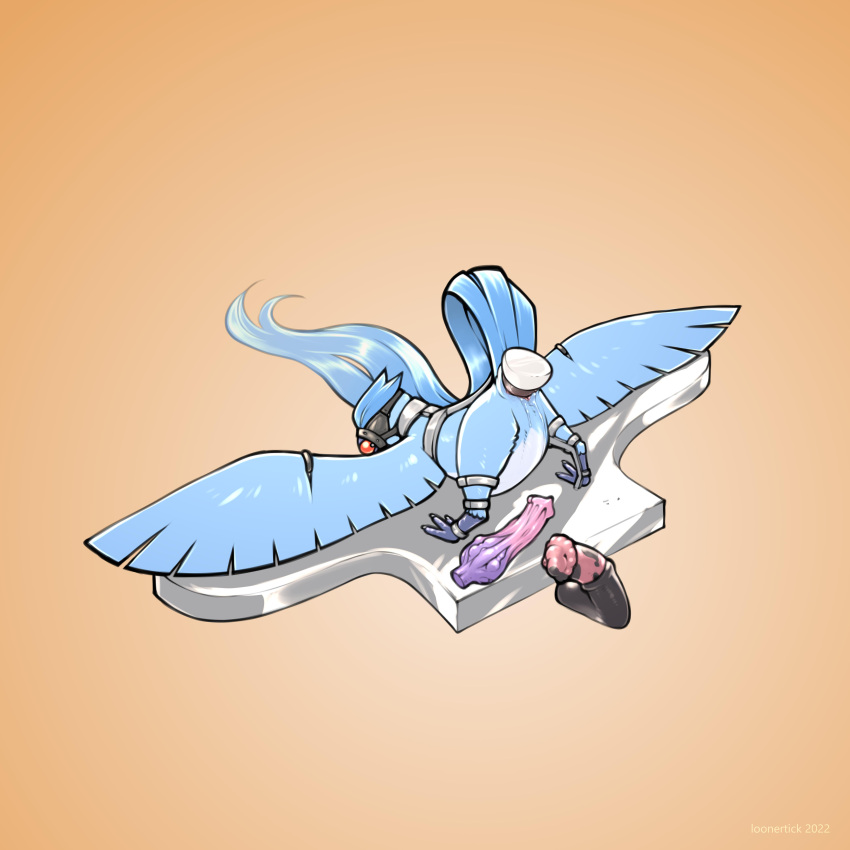 1:1 abdominal_bulge absurd_res ambiguous_gender animal_dildo animal_genitalia animal_sex_toy articuno ass_up avian ball_gag bent_over blue_body blue_feathers bodily_fluids bound cloaca cloaca_juice cloacal cloacal_penetration dildo dildo_in_cloaca dildo_insertion equine_dildo feathered_wings feathers feral furgonomics furry-specific_piercing gag generation_1_pokemon genital_fluids genital_piercing genitals gradient_background hi_res knotted_dildo legendary_pokemon loonertick mask nintendo penetration piercing pink_cloaca pokemon pokemon_(species) sex_toy sex_toy_in_cloaca sex_toy_insertion simple_background solo spread_wings tail_feathers white_body white_feathers wing_piercing wings