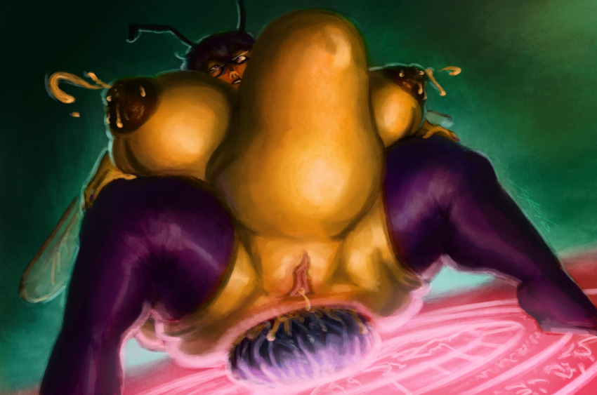 abdominal_bulge absurd_res anal arthropod bee bee_girl big_breasts big_penis bodily_fluids breasts bulge female genitals hi_res huge_penis humanoid_face hymenopteran hyper hyper_genitalia hyper_penis insect lactating large_penetration penetration penis rayoutofspace stomach_defloration