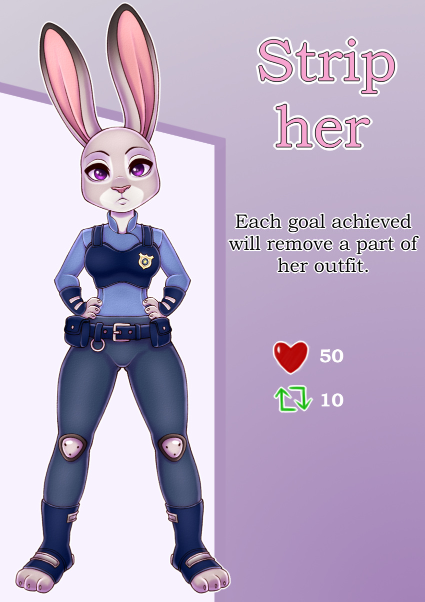 absurd_res anthro clothed clothing disney english_text female hi_res judy_hopps lagomorph leporid looking_at_viewer mammal police rabbit solo stefano_d'angelo strip_meme text zootopia