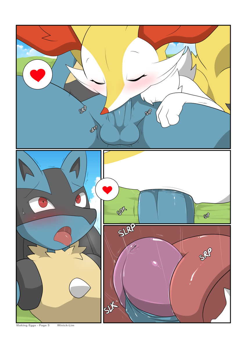 &lt;3 2023 absurd_res ambiguous_gender ambiguous_penetrated anthro anthro_on_anthro anthro_penetrated anthro_penetrating anthro_penetrating_anthro balls blue_body blue_fur border braixen comic duo english_text eyes_closed fellatio fur generation_4_pokemon generation_6_pokemon genitals hi_res humanoid_genitalia humanoid_penis licking looking_pleasured lucario male male/ambiguous male_penetrating male_penetrating_ambiguous nintendo open_mouth oral oral_penetration penetration penile penis penis_lick pokemon pokemon_(species) red_eyes sex text tongue tongue_out white_body white_border white_fur winick-lim yellow_body yellow_fur