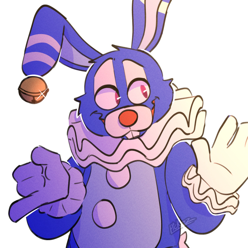 1:1 2023 absurd_res anthro bell bell_ears big_ears blue_body blue_ears blue_fur bonnie_(fnaf) buckteeth circus_bonnie_(fnaf) clothed clothed/nude clothing clown clown_makeup clown_nose detailed digital_media_(artwork) eyebrows fingers five_nights_at_freddy's fur gesture glistening glistening_eyes gloves handwear happy head_tilt hi_res lagomorph leporid long_ears looking_aside looking_away male mammal multicolored_body multicolored_ears nude o_o pink_eyes pinky_out portrait rabbit raised_eyebrow raised_eyebrows raised_hand red_nose round_eyes round_head round_nose scottgames scut_tail shadow short_tail signature simple_background smile solo sparkles standing tail teeth toony two_tone_body two_tone_ears white_background white_ears white_tail wide_eyed zpicklezz
