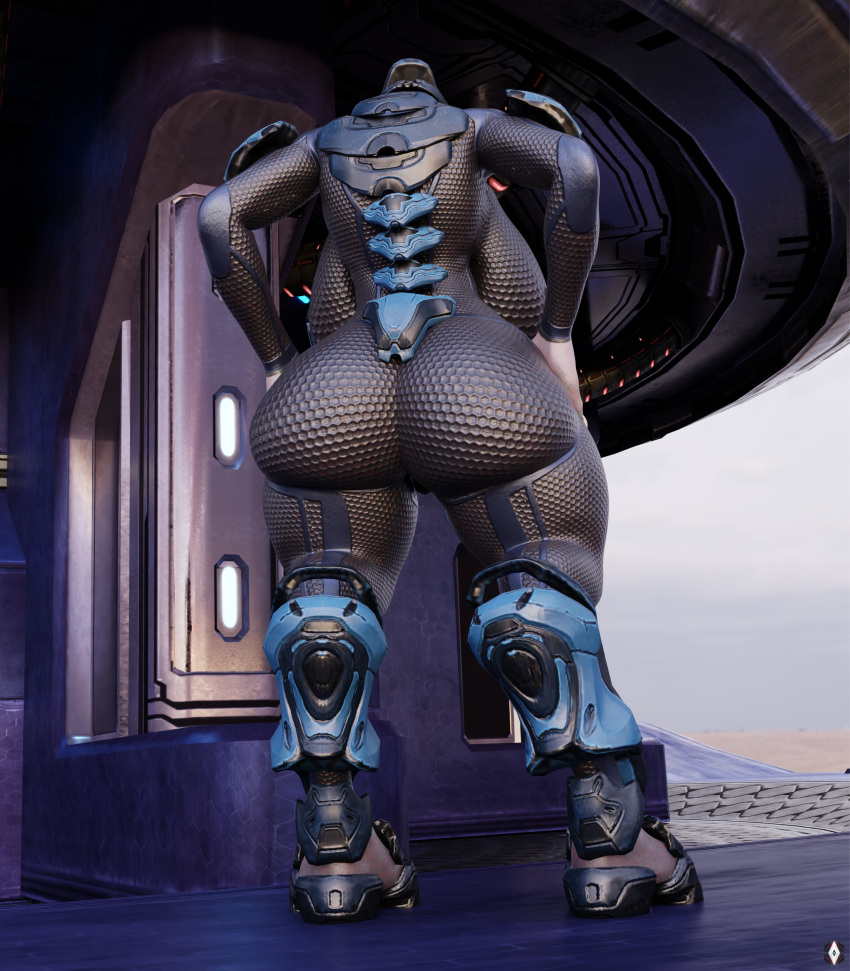 3d_(artwork) absurd_res alien armor back_boob big_breasts big_butt bodysuit breasts butt cleavage clothed clothing curvy_figure digital_media_(artwork) female gabrielarchgod halo_(series) headgear helmet hi_res huge_breasts huge_butt huge_hips huge_thighs microsoft pasties rear_view sangheili skinsuit solo thick_thighs tight_clothing voluptuous wide_hips xbox_game_studios