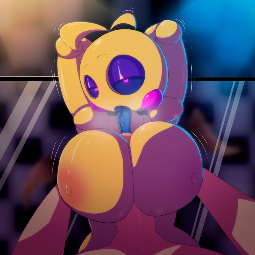 1:1 2023 animatronic anthro areola avian beakless bedroom_eyes big_breasts big_penis bird black_sclera blush blush_stickers breast_play breasts chicken digital_media_(artwork) duo female first_person_view five_nights_at_freddy's five_nights_at_freddy's_2 galliform gallus_(genus) genitals hand_on_breast hands_behind_head hi_res huge_breasts human human_on_anthro interspecies looking_at_viewer lovetaste_chica machine male male/female male_pov mammal narrowed_eyes nipples non-mammal_breasts non-mammal_nipples nude open_mouth orange_areola orange_nipples penis phasianid purple_eyes robot scottgames seductive sex sonelos titfuck tongue tongue_out toy_chica_(fnaf) white_body white_skin