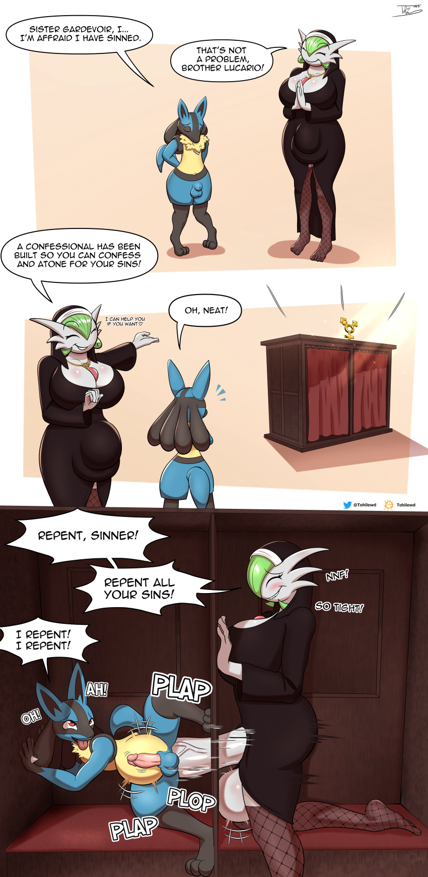absurd_res anal anal_penetration anthro anthro_penetrated balls big_balls big_breasts big_butt big_penis blush breasts butt canid canine clothed clothing comic confessional dialogue duo english_text enjoying erection gardevoir generation_3_pokemon generation_4_pokemon genitals gynomorph gynomorph/male gynomorph_penetrating gynomorph_penetrating_male hi_res huge_balls huge_breasts huge_butt huge_penis humanoid humanoid_on_anthro humanoid_penetrating humanoid_penetrating_anthro humor hyper hyper_balls hyper_genitalia hyper_penis intersex intersex/male intersex_penetrating intersex_penetrating_male larger_gynomorph larger_humanoid larger_intersex lucario male male_penetrated mammal nintendo nun nun_outfit onomatopoeia penetration penile penile_penetration penis penis_in_ass pokemon pokemon_(species) sex size_difference smaller_anthro smaller_male smaller_penetrated smile sound_effects speech_bubble text thick_thighs tohilewd wide_hips