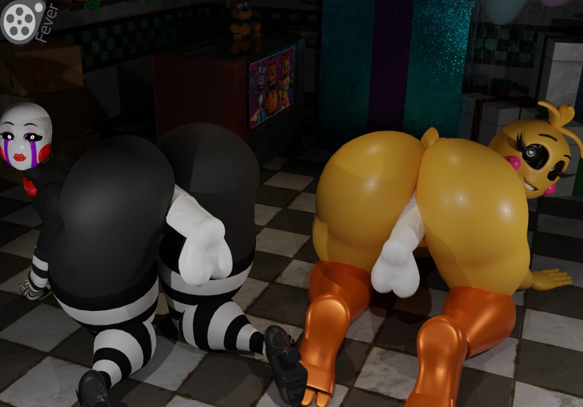 2022 3d_(artwork) 5_fingers all_fours animatronic anthro avian big_breasts big_butt bird black_body breasts butt chicken clothed clothing digital_media_(artwork) disembodied_penis doggystyle duo female feversfm fingers five_nights_at_freddy's five_nights_at_freddy's_2 footwear from_behind_position galliform gallus_(genus) genitals gesture hair hi_res high_heels huge_breasts huge_butt humanoid hyper hyper_breasts legwear legwear_only looking_at_viewer looking_back looking_back_at_viewer machine male marionette_(fnaf) mostly_nude orange_body panties penetration penis phasianid robot scottgames sex skimpy stockings stockings_only toy_chica_(fnaf) underwear white_eyes yellow_body