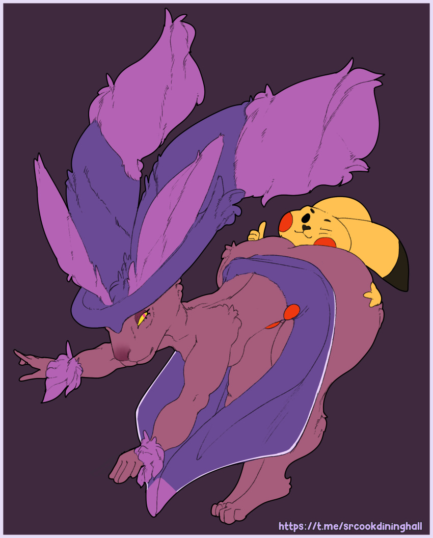 absurd_res anthro breasts butt butt_head duo female fusion generation_1_pokemon generation_4_pokemon hi_res lopunny male male/female mismagius nintendo pikachu pokemon pokemon_(species) pokemon_fusion size_difference small_breasts srcook
