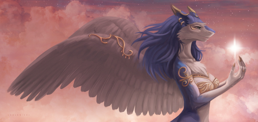 absurd_res angel female flying hi_res kate_(disambiguation) kate_(morpheuskibbe) sergal sky story