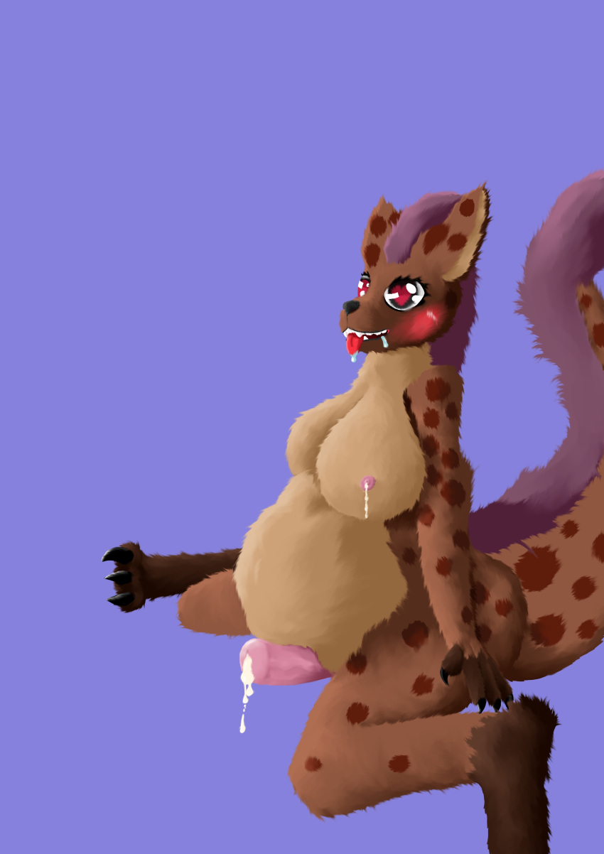 &lt;3 &lt;3_eyes absurd_res anthro big_breasts big_butt big_penis blush bodily_fluids breasts butt genitals herm hi_res hyena intersex lactating mammal nude penis pregnant semi-realistic solo