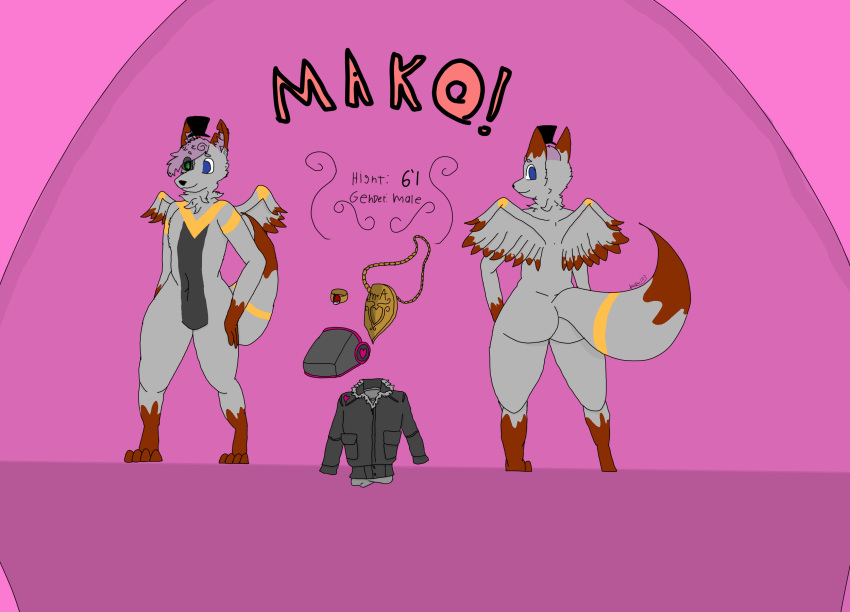 &lt;3 anthro aroused bomber_jacket butt canid canine cheek_tuft clothing digital_media_(artwork) dragon eyebrows facial_tuft feet fennec floating floating_objects fluffy fluffy_tail fox front_view hair hat headgear headwear hi_res inner_ear_fluff invalid_tag locket looking_back male mammal man1113 model_sheet muscular musical_note neck_tuft paws pink_hair poseskull presenting rear_view ring simple_background slightly_chubby smile smiling_at_viewer solo standing standing_tall stripes tail tall text thick_thighs tuft visor wide_hips widescreen wings