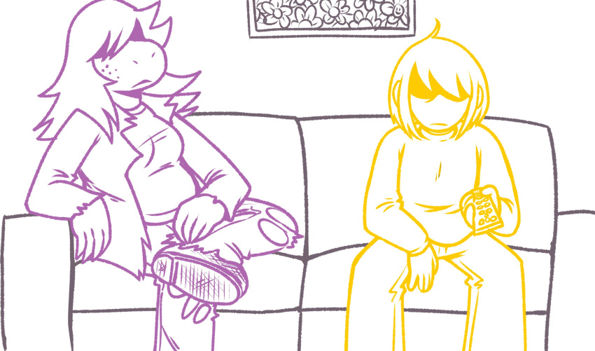 2023 ambiguous_gender comic controller deltarune dinosaur female furniture hi_res human kris_(deltarune) mammal pornshlub remote_control reptile scalie sitting sofa susie_(deltarune) undertale_(series) watching_tv