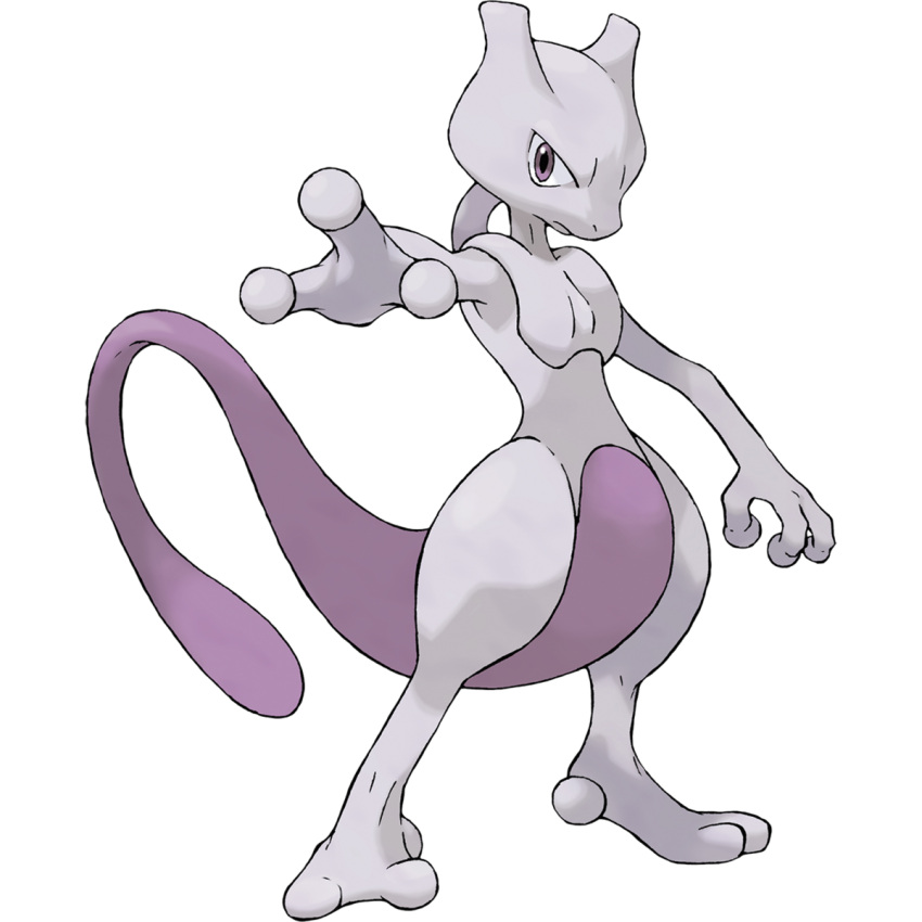 2004 3_fingers 3_toes feet fingers generation_1_pokemon hi_res ken_sugimori legendary_pokemon looking_at_viewer mewtwo nintendo official_art pokemon pokemon_(species) purple_eyes purple_tail serious tail toes white_body