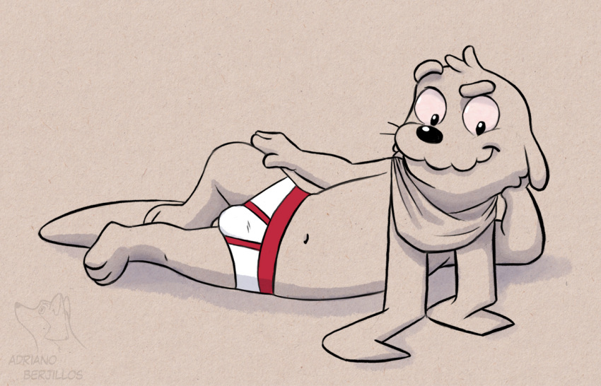 3_toes anthro briefs bulge clothing corgi_(artist) feet lying male mammal mustelid navel on_side otter pose scarf solo squatter_otter_(we_baby_bears) tail toes underwear we_baby_bears whiskers