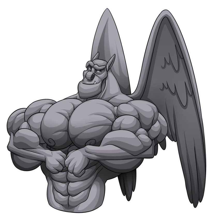biceps big_muscles feathered_wings feathers gargoyle hi_res humanoid male muscular pecs smile solo the_hunchback_of_notre_dame victor_(the_hunchback_of_notre_dame) wings wolfiecanem