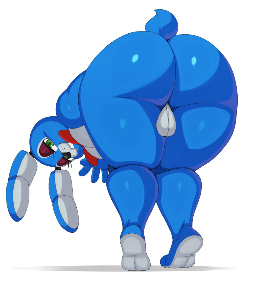 2023 absurd_res animatronic anthro backsack balls big_butt blue_body butt five_nights_at_freddy's five_nights_at_freddy's_2 genitals girly green_eyes hi_res huge_butt lagomorph leporid machine male mammal rabbit robot scottgames solo sssonic2 thick_thighs toy_bonnie_(fnaf)