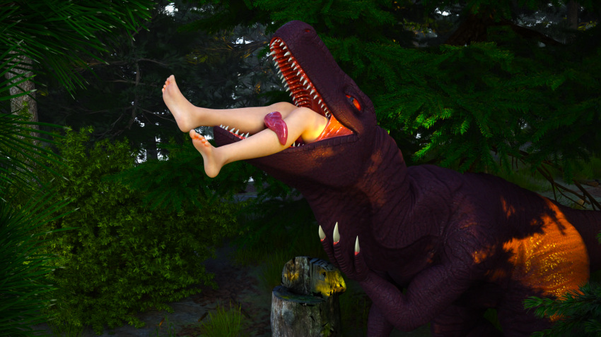 avian bird bulge bulge_grab claws cryptocrisis dinosaur duo feet female female/female feral forced forest forest_background hi_res human mammal mouth_shot nature nature_background neck_bulge open_mouth paws plant reptile scalie toe_curl toes tongue tongue_out tree unwilling_prey vore willing_pred