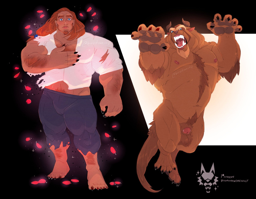 anthro beast_(disambiguation) beast_(disney) bitediamond disney duo hi_res human male mammal solo