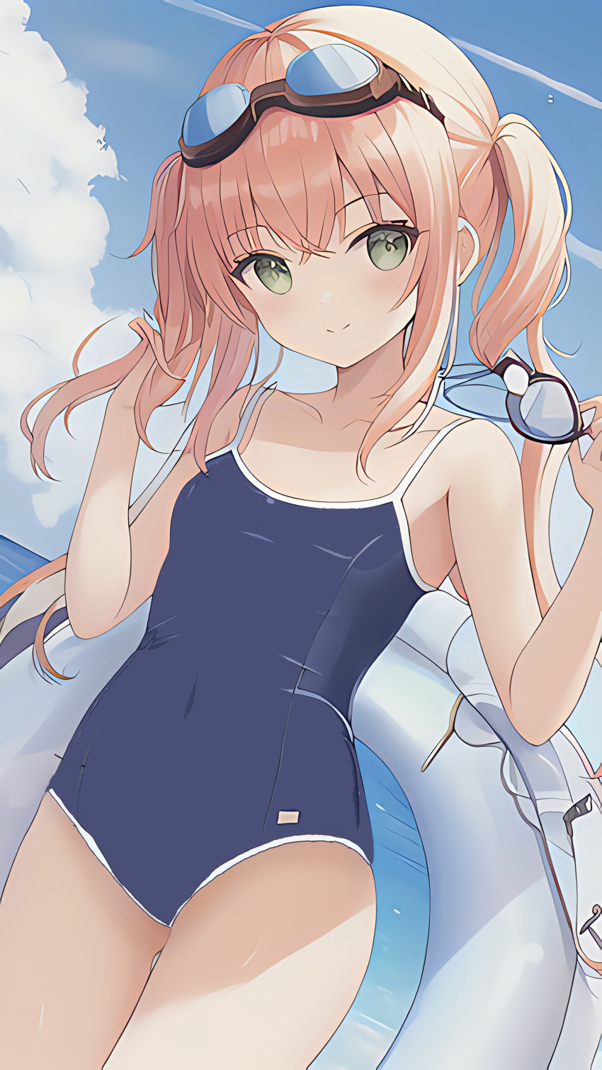 absurdres ai-generated goggles highres non-web_source onepiec_swimsuit school_swimsuit swimsuit