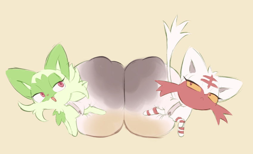 2022 big_diaper bodily_fluids diaper duo feces female feral fur generation_7_pokemon generation_9_pokemon genital_fluids green_background green_body green_fur hi_res labbit1337 litten messy_diaper nintendo pokemon pokemon_(species) red_body red_fur shiny_pokemon simple_background soiled_diaper soiling sprigatito urine wet_diaper wetting white_body white_fur