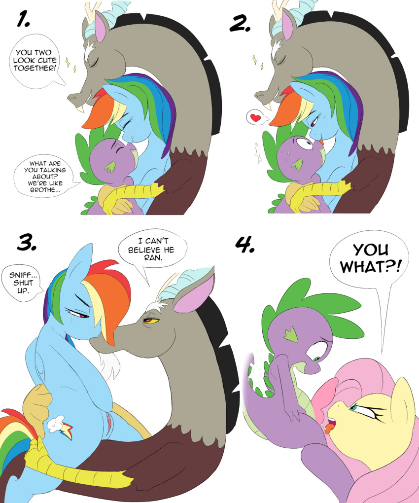 chimera discord_(mlp) dragon duo equid equine erection female friendship_is_magic genitals group group_sex hair hasbro hi_res horn horse licking male male/female mammal multicolored_hair my_little_pony pegasus php137 pony pussy rainbow_dash_(mlp) rainbow_hair sex simple_background spike_(mlp) threesome tongue tongue_out trio white_background wings