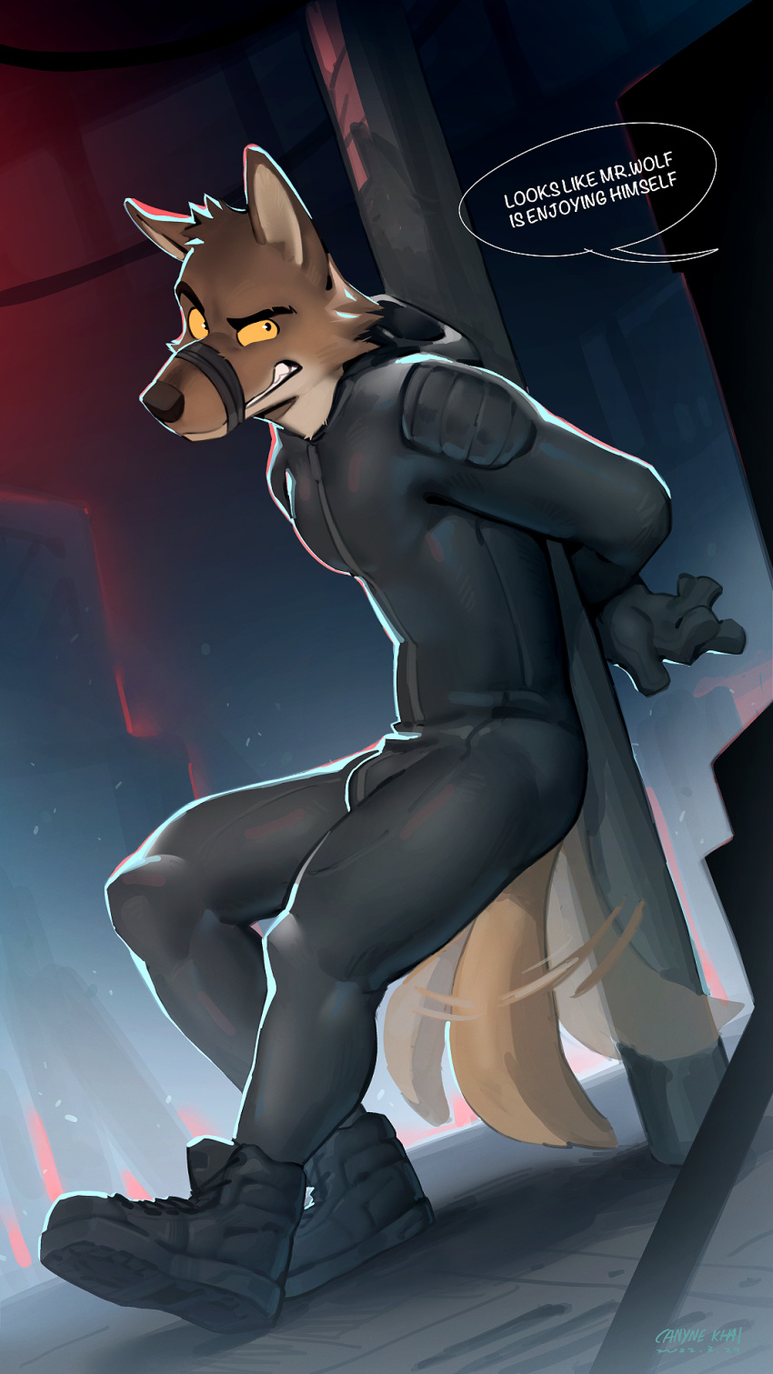 9:16 anthro biped bound bulge canid canine canis canyne_khai clothed clothing dreamworks english_text footwear fur fur_tuft head_tuft hi_res male mammal mr._wolf_(the_bad_guys) shoes solo tail tail_motion tailwag text the_bad_guys tight_clothing tuft wolf