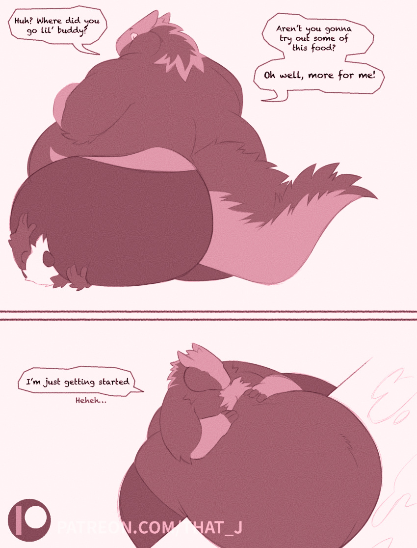 bear belly buried butt cake cheek corner cornered crush dessert devour dissapear dominant eating facesitting fatfur feast food forced giant_panda growing hi_res inflation lost mammal micro muffling organs overweight sergal size_difference smothering squeezing stomach tail tight_space unaware wide_hips