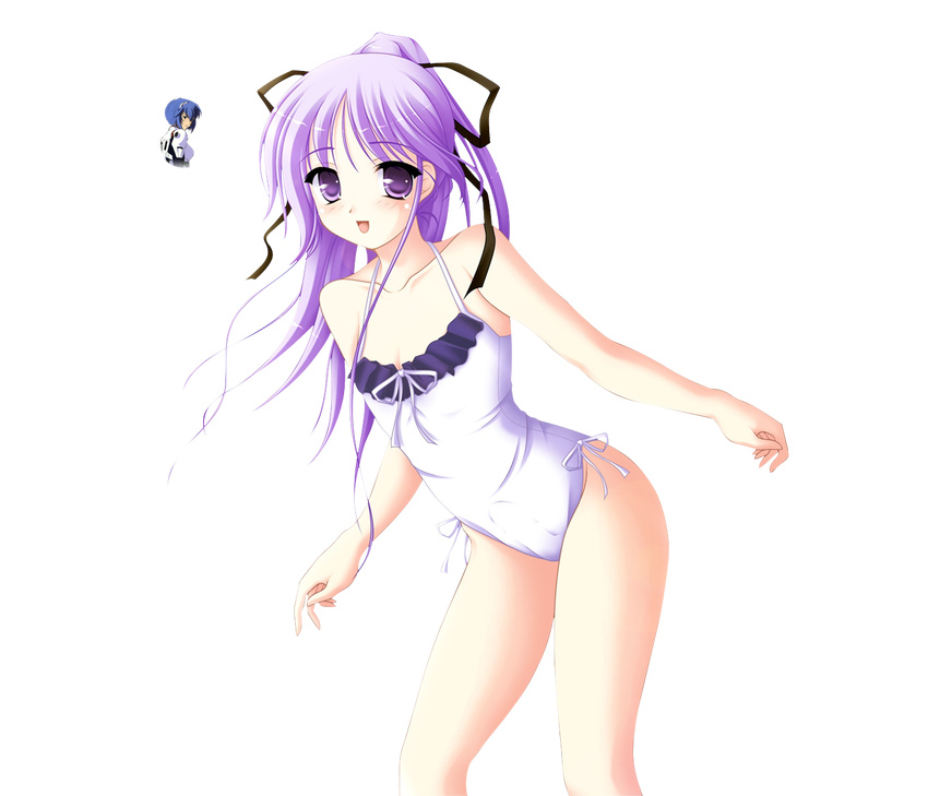 bulge happiness! highres purple_hair swimsuit trap watarase_jun