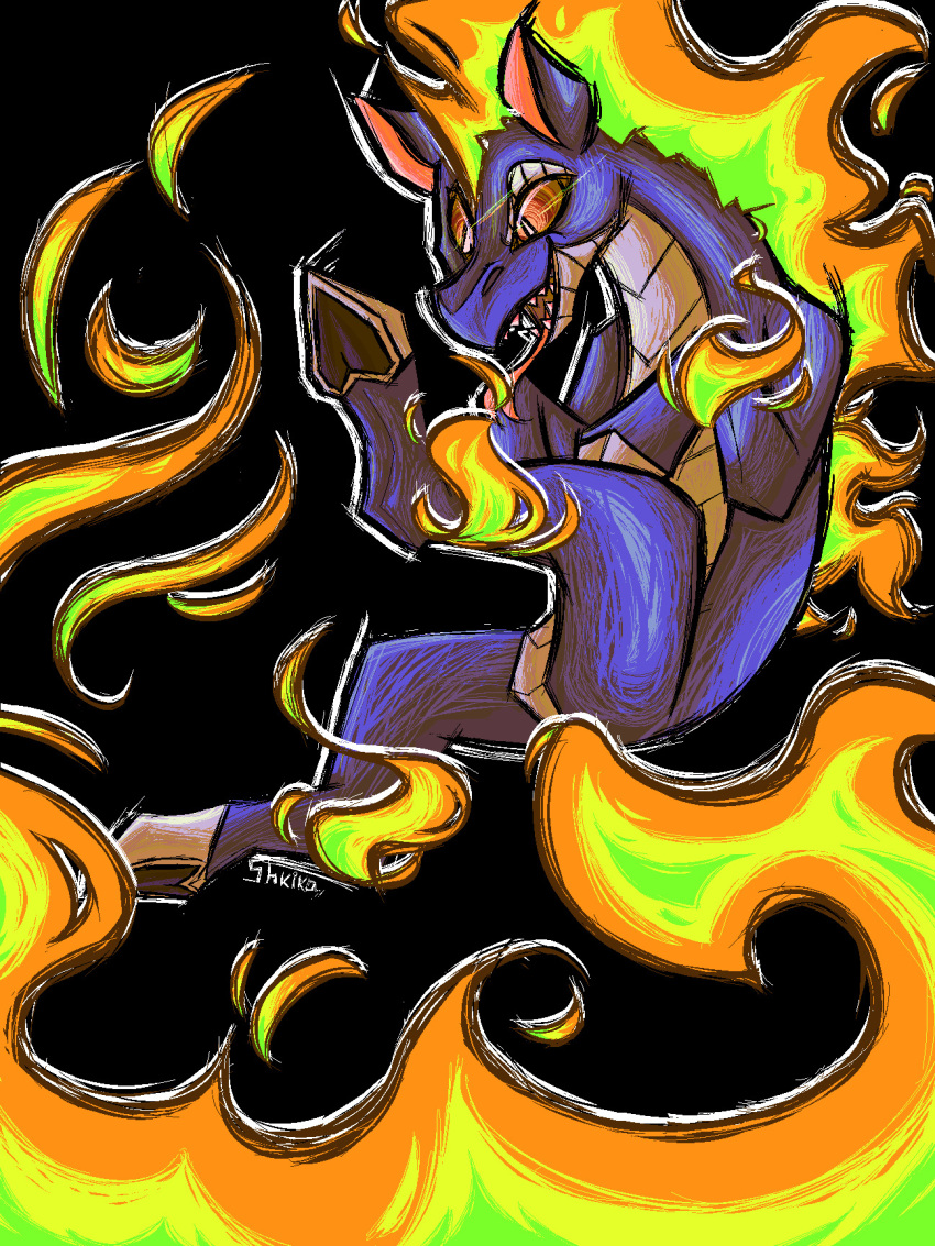 artist_name asian_mythology black_background blue_body blue_scales chinese_mythology colored_fire digital_drawing_(artwork) digital_media_(artwork) east_asian_mythology female feral fire flaming_hair flaming_mane flaming_tail forked_tongue hi_res hooves hybrid longma looking_at_viewer multicolored_body multicolored_fire mythology open_mouth orange_eyes pseudo_hair pseudo_mane pupils purple_body scales sharp_teeth shkika simple_background slit_pupils solo teeth them's_fightin'_herds tianhuo_(tfh) tongue tongue_out two_tone_body underhoof white_body white_pupils white_scales wings