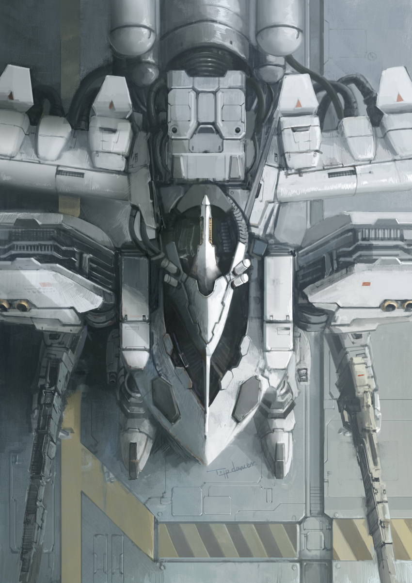 armored_core armored_core:_for_answer dual_wielding from_above gun highres holding mecha no_humans robot tripdancer vanguard_overed_boost weapon white_glint