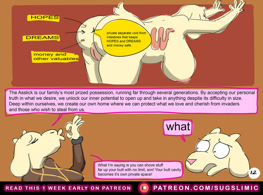 anthro asriel_dreemurr big_breasts breasts butt comic dialogue duo english fagriel female genitals hammerspace huge_breasts humor internal_wall kissing leaning leaning_forward male mature_female mother parent pussy son sugslimic toriel undertale undertale_(series) whoriel