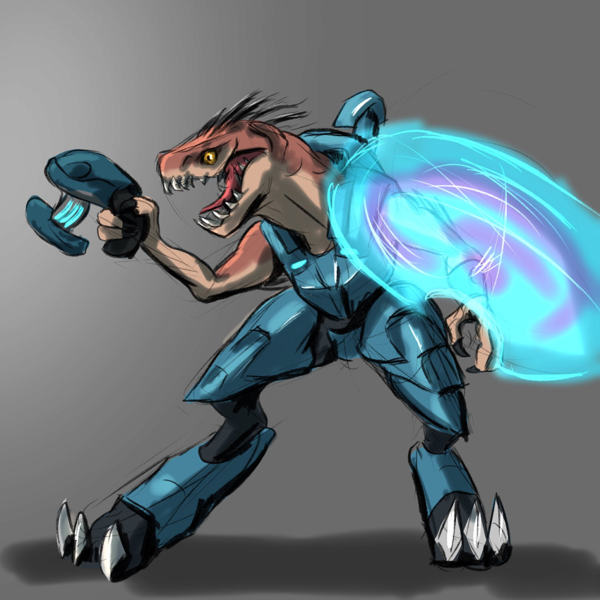 1:1 3_fingers 3_toes akilae06 alien ambiguous_gender anthro armor body_armor brown_quills claws colored digitigrade energy_shield fangs feet finger_claws fingers gun halo_(series) hi_res holding_gun holding_object holding_shield holding_weapon ibie'shan kig-yar microsoft open_mouth plasma_pistol quills ranged_weapon scalie shaded shield simple_background solo tan_body tan_skin teeth toes tongue weapon xbox_game_studios yellow_eyes