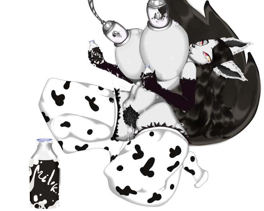 5_fingers absurd_res alpha_channel animal_print anthro anthrofied areola arm_tuft big_breasts black_body black_fur black_hair black_inner_ear black_lips black_nose black_pubes black_tail bodily_fluids bottle breast_milking breasts canid clothing container cow_print cowprint_leggings cowprint_lingerie curvy_figure dairy_products digital_media_(artwork) ear_piercing ear_ring female fingers food fur generation_3_pokemon genital_fluids genitals grey_areola grey_body grey_fur grey_nipples guilt_me hair hi_res holding_bottle holding_container holding_object huge_breasts hyena kneeling lactating legwear lips long_hair looking_pleasured machine mammal mature_anthro mature_female mightyena milfyena milk milk_bottle milk_container milk_drip milking_machine mostly_nude navel nintendo nipples open_mouth piercing pokemon pokemon_(species) pokemorph pubes pussy pussy_juice red_eyes ring_piercing simple_background smile solo stockings tail teeth thick_thighs thigh_highs thigh_tuft transparent_background tuft voluptuous wide_hips yellow_sclera