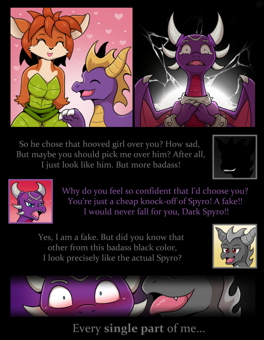 &lt;3 activision anthro comic cynder dark_spyro dragon faun female feral group heartbreak hi_res male male/female spyro_the_dragon vavacung