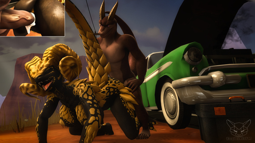 16:9 3d_(artwork) anthro big_breasts bodily_fluids breasts capcom car claws cum desert digital_media_(artwork) dragon duo elder_dragon erection female female_penetrated foxibiki genital_fluids genitals hi_res horn huge_breasts kulve_taroth lizard male male/female male_penetrating male_penetrating_female mammal monster_hunter nipples non-mammal_breasts nude penetration penis pussy reptile scalie sex smile source_filmmaker tongue vaginal vehicle widescreen yellow_eyes