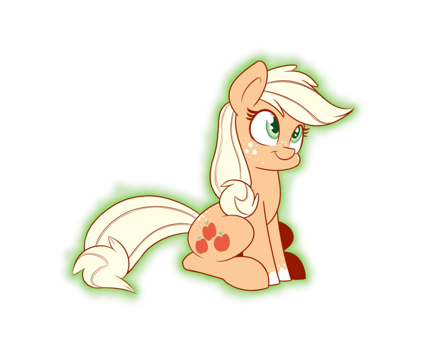 2020 5:4 applejack_(mlp) colored_pupils cutie_mark dappled digital_drawing_(artwork) digital_media_(artwork) earth_pony equid equine female feral friendship_is_magic green_eyes green_outline green_pupils hair hasbro heir-of-rick hi_res horse looking_up mammal markings missing_accessory my_little_pony orange_body outline pony ponytail pupils simple_background sitting smile solo tail white_background white_hair white_tail