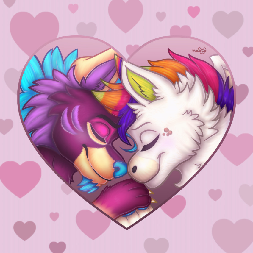 &lt;3 absurd_res anthro dragon duo feathered_wings feathers female hi_res holidays hyena love male male/female mammal naoto romantic romantic_couple valentine's_day wings ych_(character)
