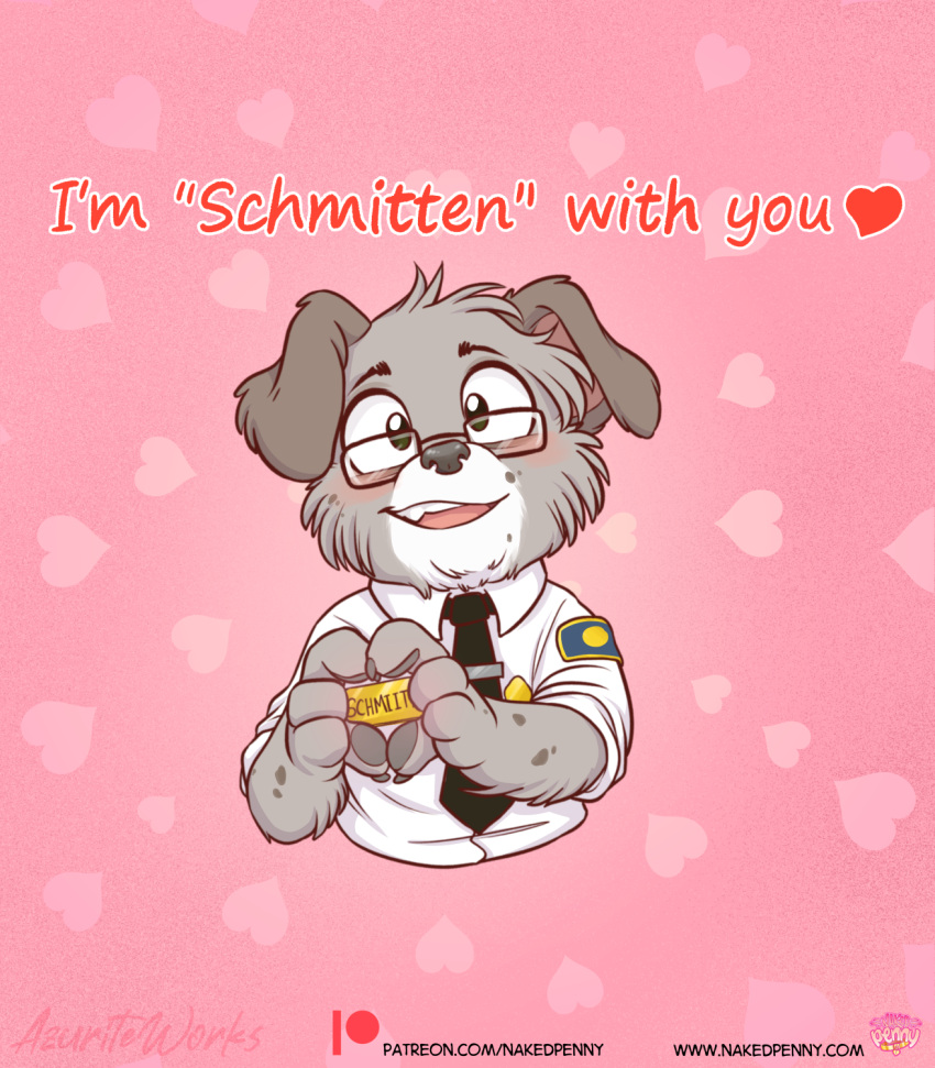 anthro azurite_works hi_res holidays male schmitty_the_guard_dog solo team_penny valentine's_day valentines_day_card