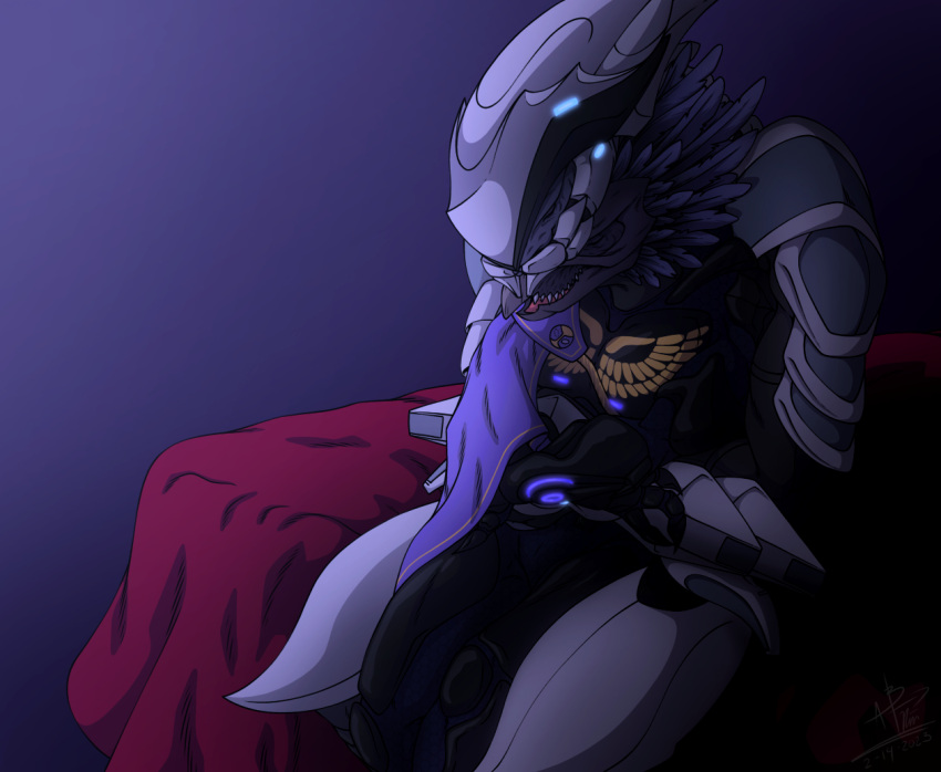 alien armor canid canine canis cuddling duo halo halo_(series) jackal kig-yar male male/male mammal microsoft sangheili scalie t'vaoan thunder_noodle vien_quitonm voka xbox_game_studios
