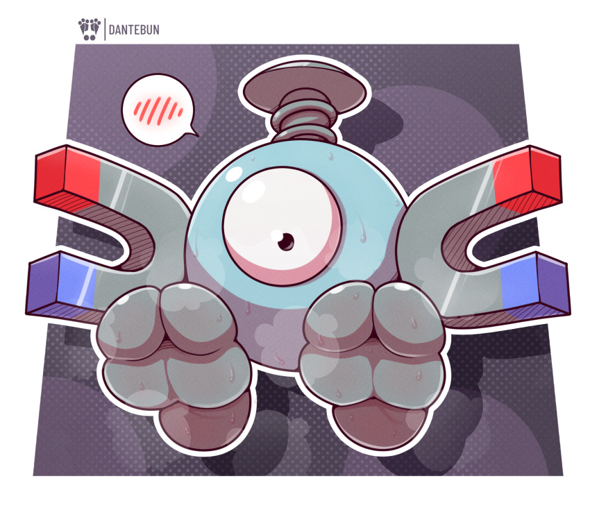1_eye 2_toes ambiguous_gender blush blush_lines feet flying foot_fetish foot_focus generation_1_pokemon hi_res itsdante looking_at_viewer magnemite magnet nintendo pokemon pokemon_(species) shy soles solo surprised_expression toes