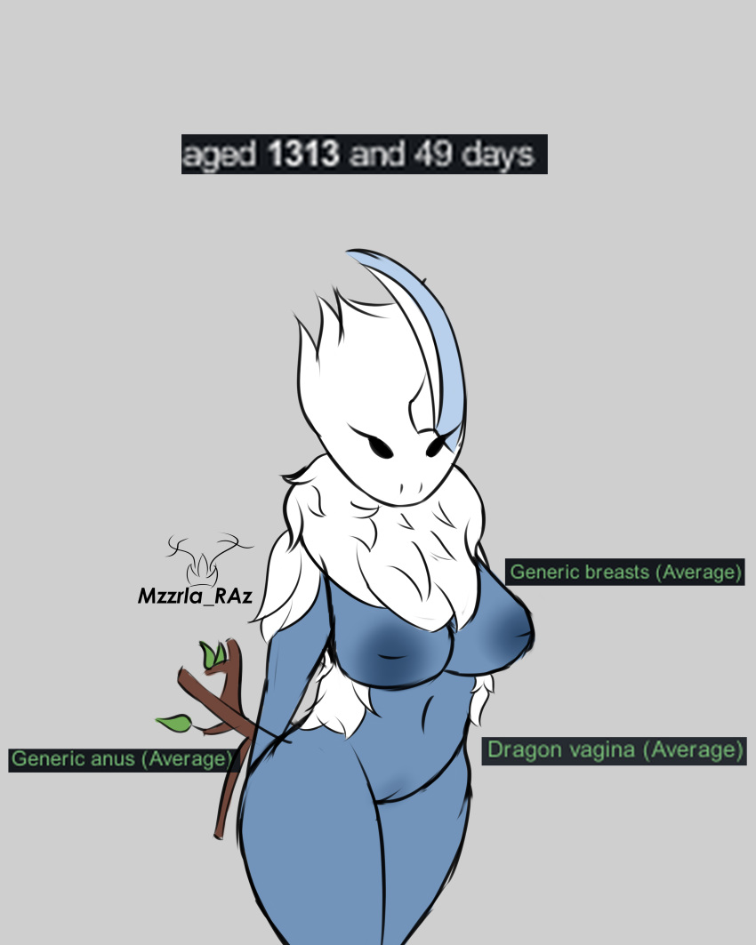 absurd_res anthro big_breasts breasts digital_media_(artwork) female fur genitals head_blade hi_res holding_object holding_stick horn mzzrlaraz nipples nude pussy simple_background solo stick thick_fur thrumbo