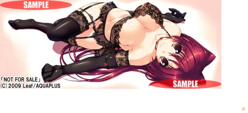 babydoll breasts kousaka_tamaki large_breasts panties red_hair sample solo thighhighs to_heart_2 underwear