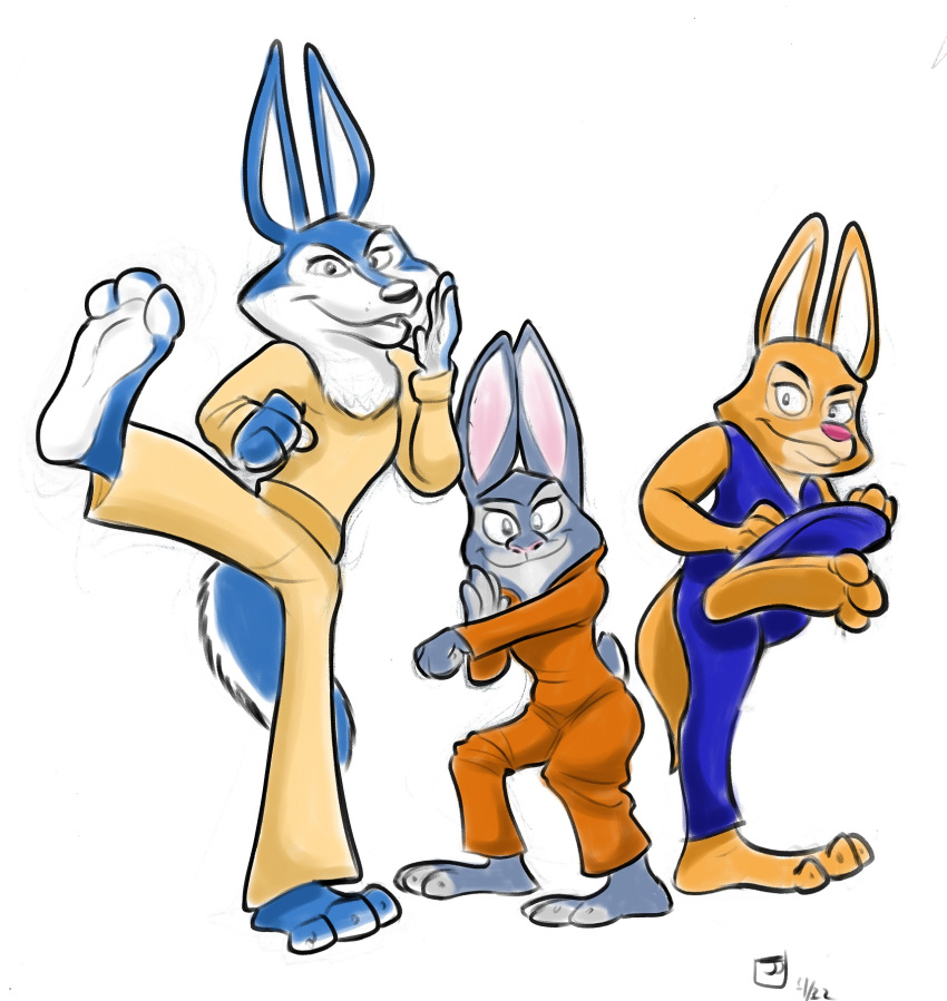 anthro bodysuit canid canine canis charlie's_angels clothing diane_foxington disney dreamworks female female/female fox group hi_res illumination_entertainment judy_hopps jumpsuit lagomorph leporid mammal multiple_poses porsha_crystal pose rabbit red_fox sing_(movie) skinsuit sneakingsuspicion team_pose the_bad_guys tight_clothing trio wolf zootopia